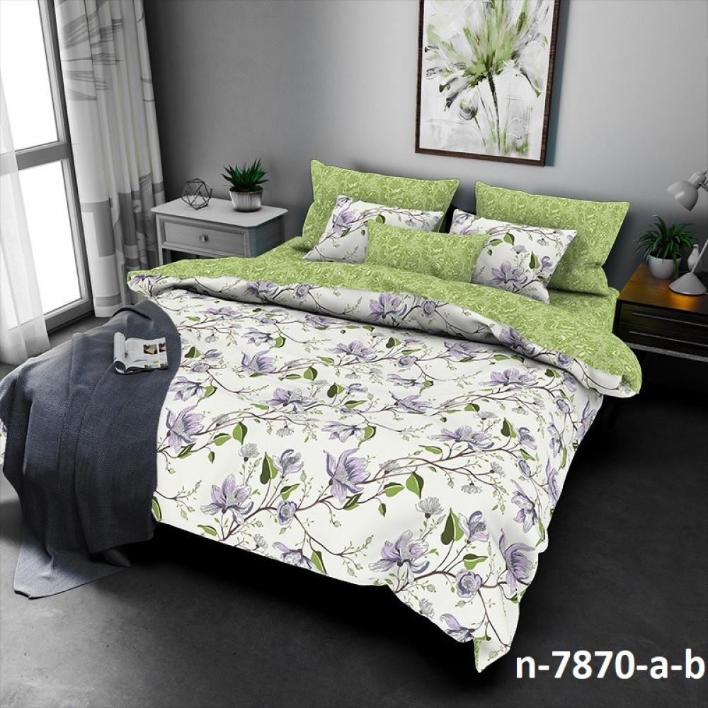 Комплект постельного белья Цветы хлопковый полуторный 150х220/50х70 см Белый (19124011)