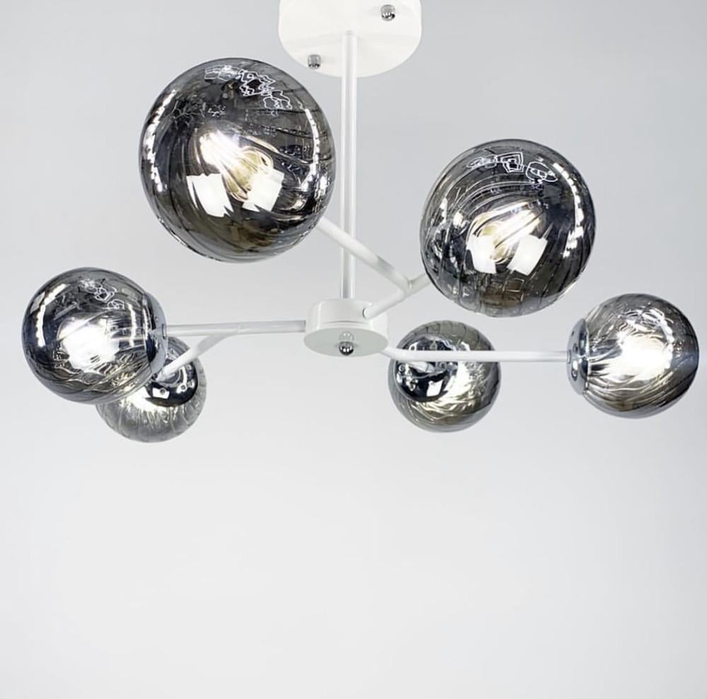 Люстра стельова на 6 графітових плафонів Білий (8122/6 WT)