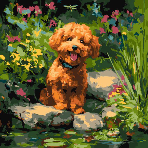 Картина по номерам Ideyka Пудель на пруду 40x40 см (Id-KHO6799)
