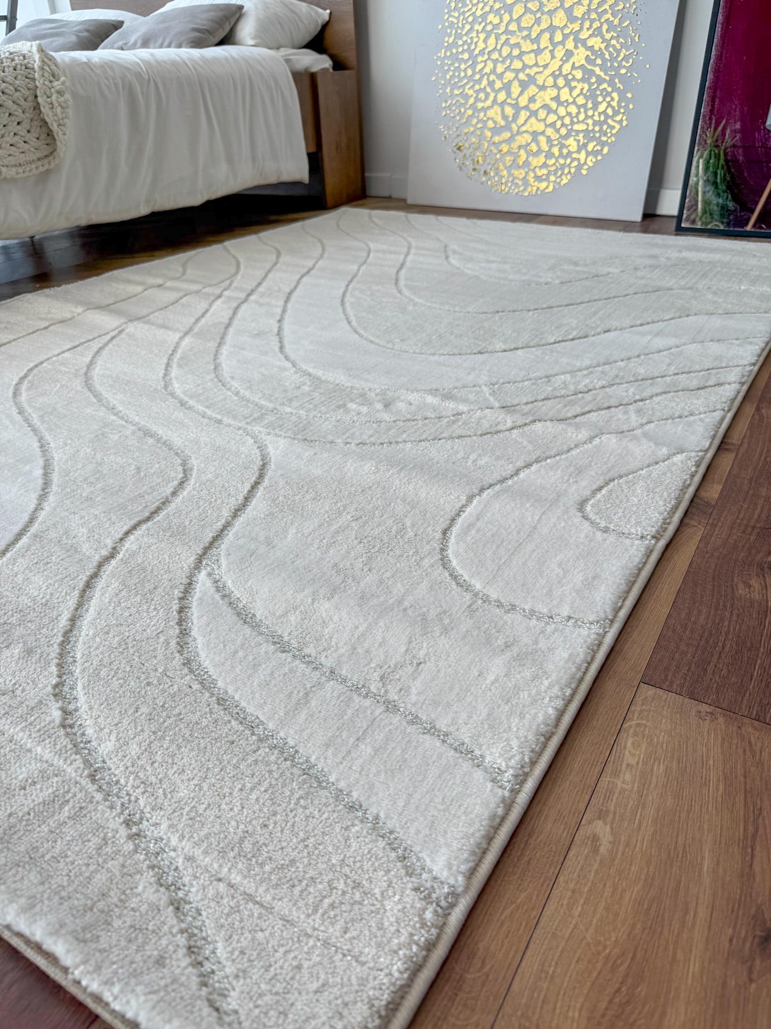 Килим прямокутний хвилястий 80х150 см Кремовий