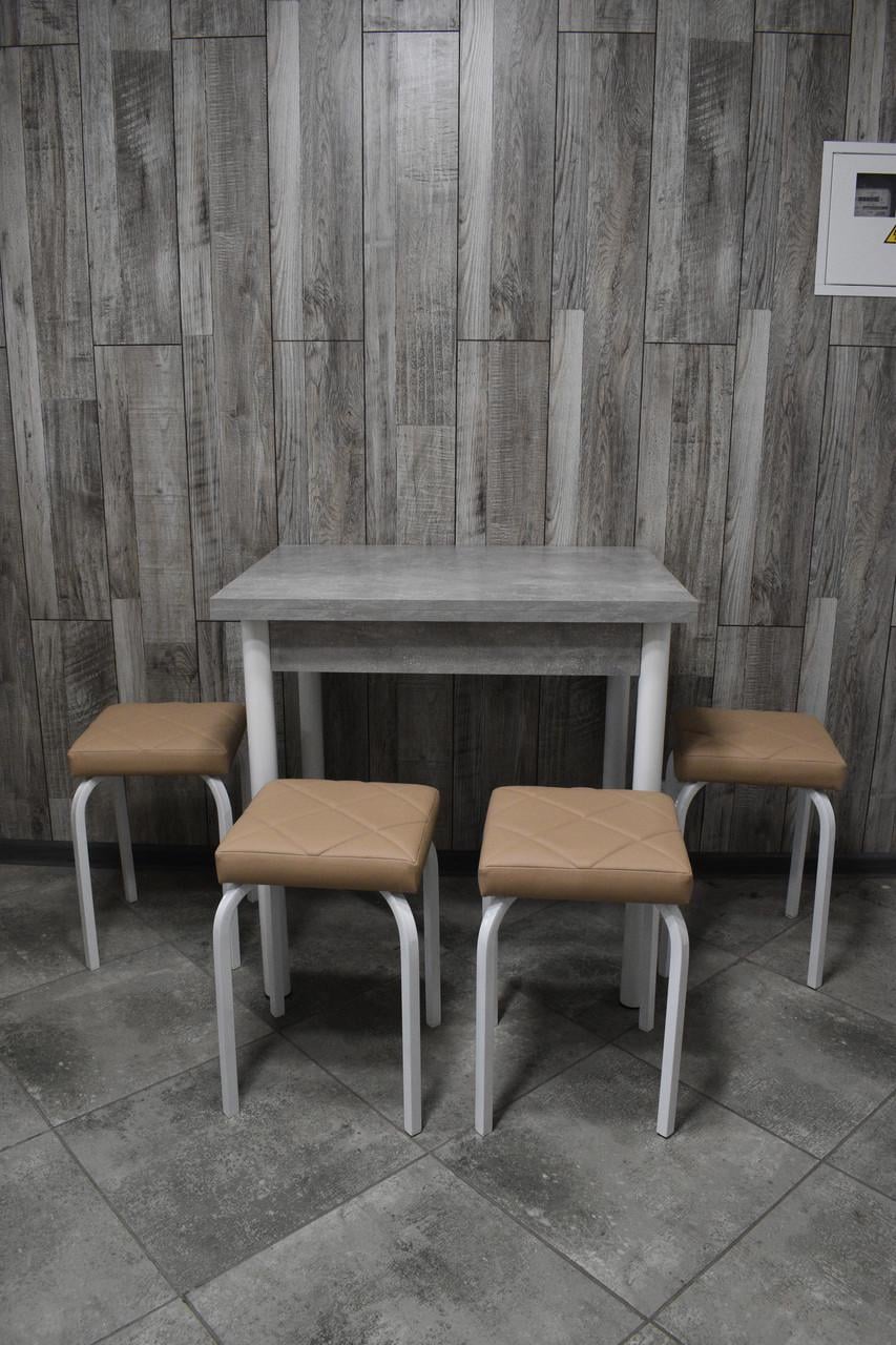Кухонний комплект Оскар стіл розкладний/табурети 4 шт. Tutti Lux 60х80/80х120х75 см Бетон темний/Бежевий (28374830)
