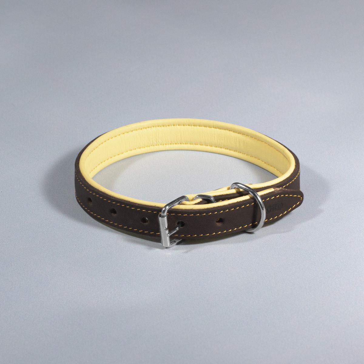 Нашийник для собак шкіряний подвійний 20 мм х 33-41 см Коричневий/Жовтий (2296438276) - фото 1 Нашийник для собак шкіряний подвійний 20 мм х 33-41 см Коричневий/Жовтий (2296438276) - фото 1