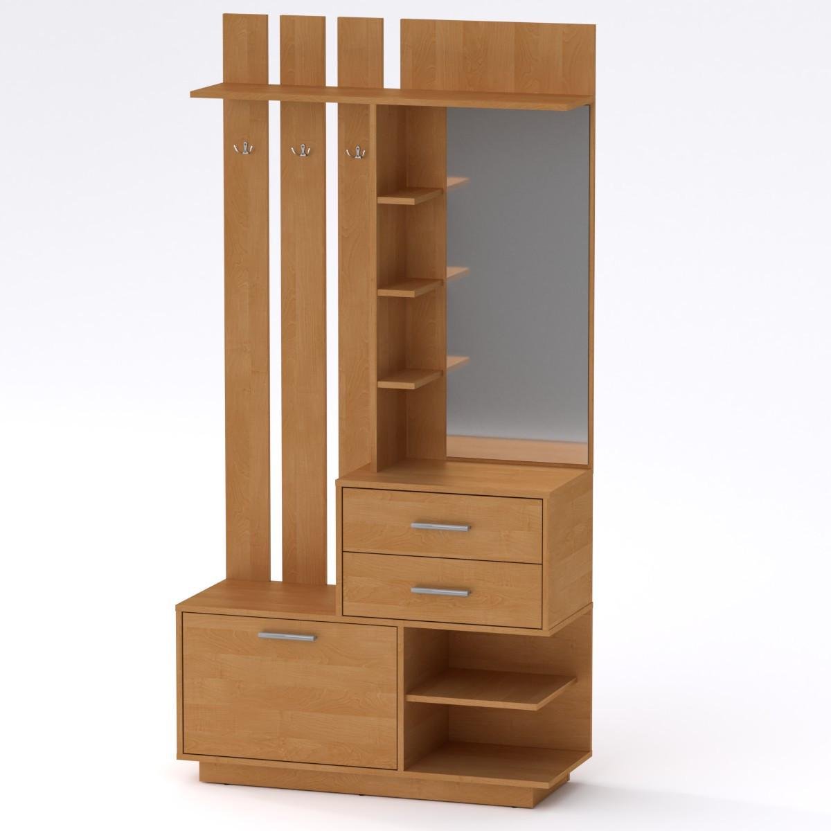 Прихожая Компанит Ева с выдвижными ящиками и открытыми полками с ДСП Бук