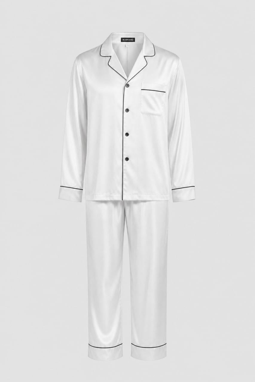 Піжама чоловіча шовкова BO.Brand Classic 2XL White (33405)