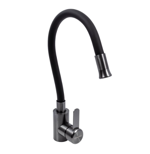Смеситель кухонный Valeso гусак/PVD Черный