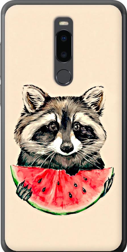 Чехол на Meizu Note 8 Енотик с арбузом (4605u-1610-42517)