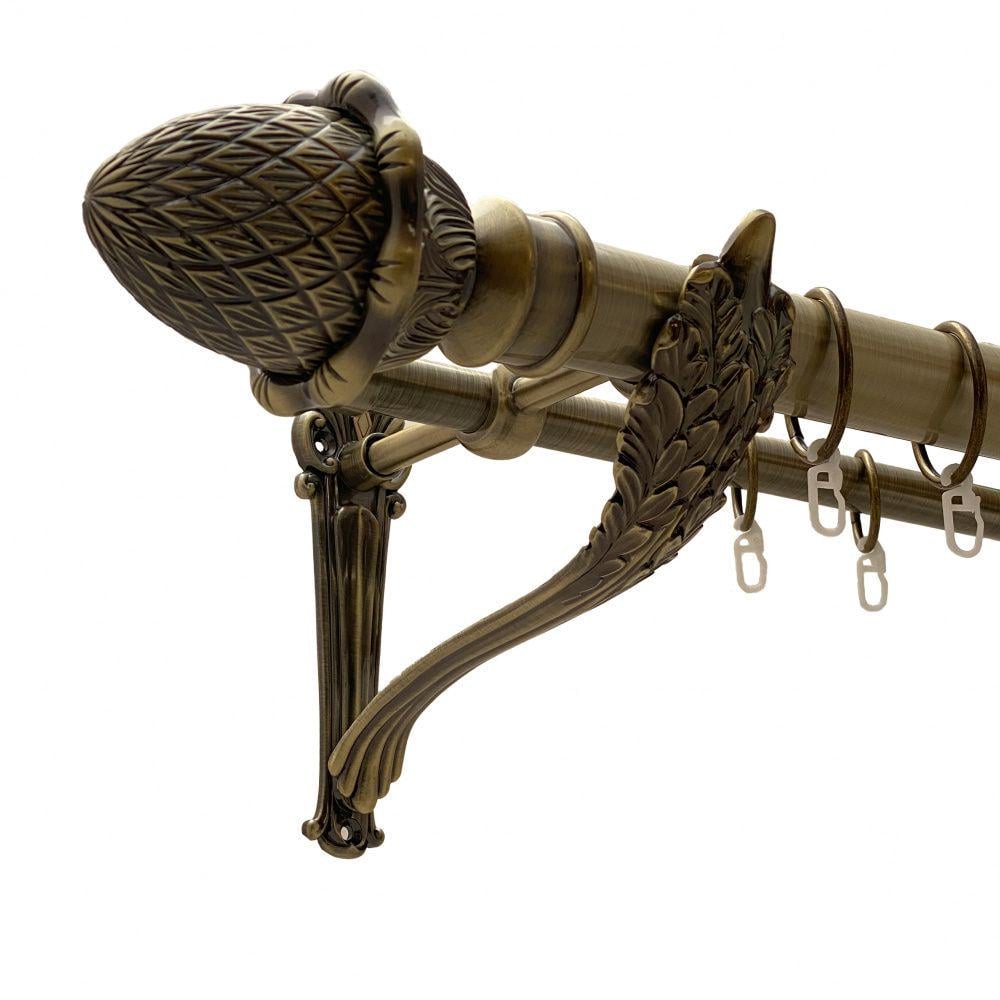 Карниз металлический Orvit Цинара двухрядная ретро/гладкая труба/кольцо металлическое Антик 35/19 мм 200 см (00-00011572)