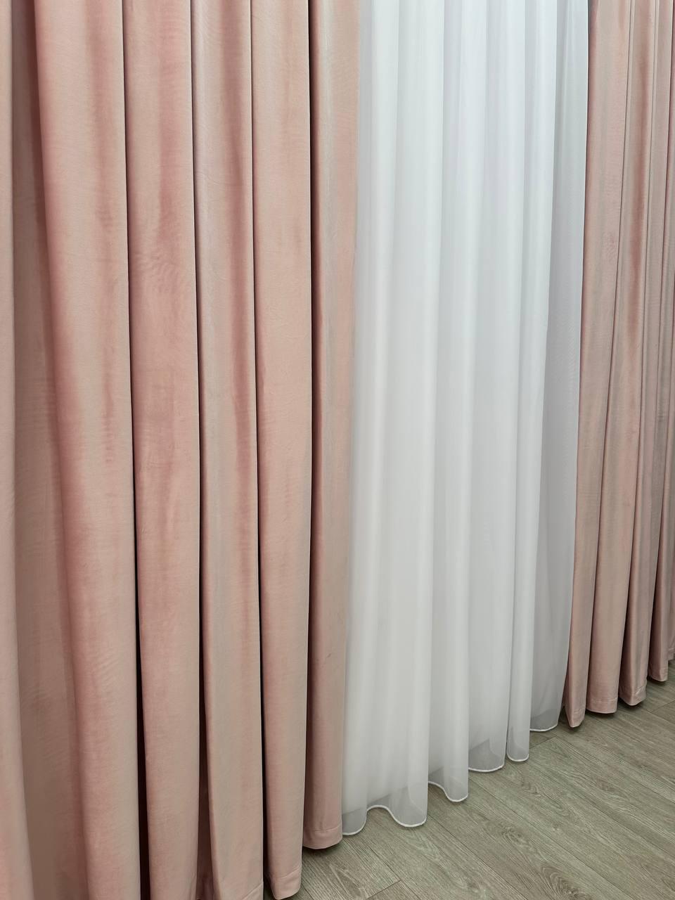 Штора велюрова на тасьмі 6 см 300x250 см Ніжно-рожевий (6319-N71-Т43) - фото 5