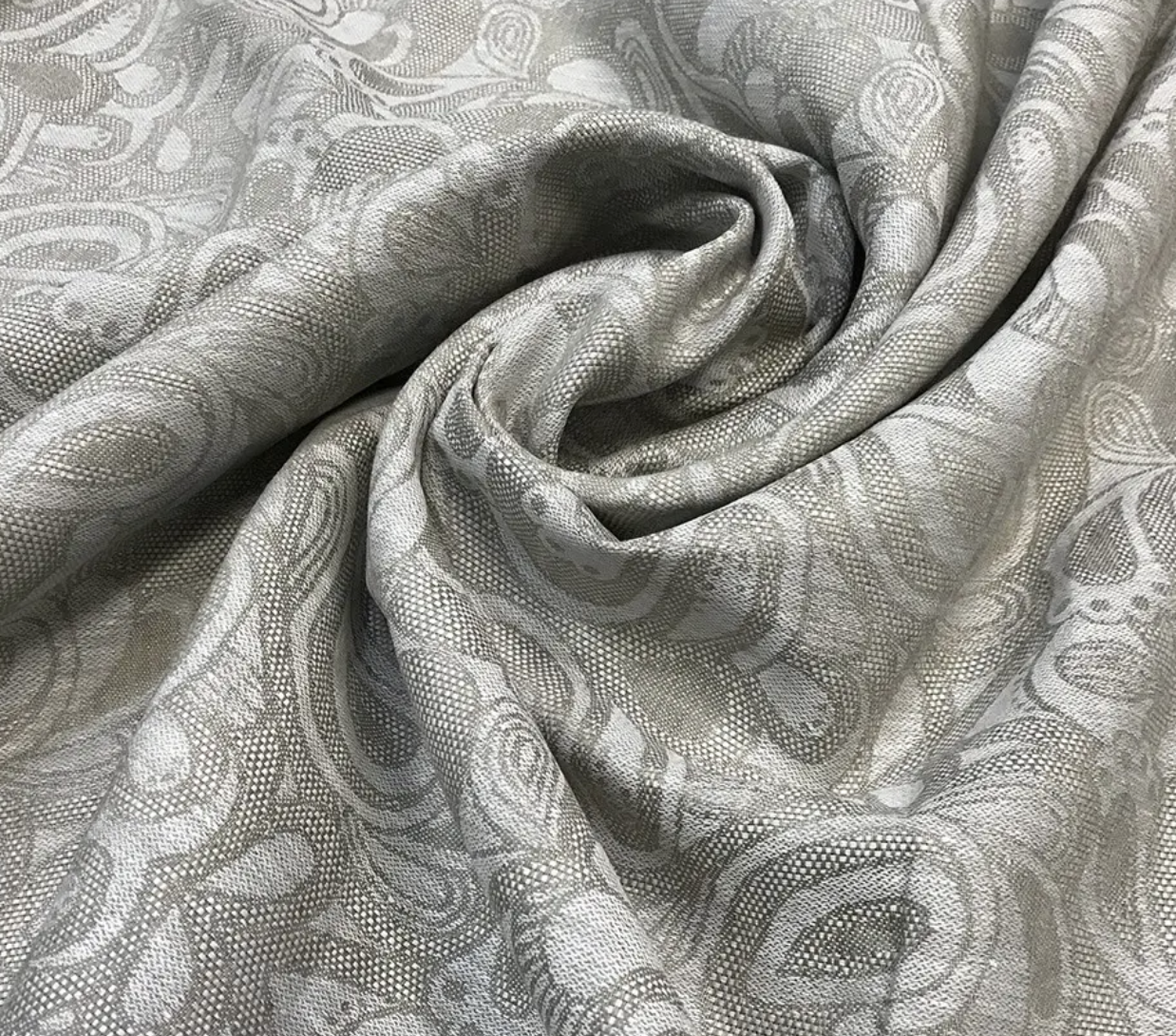 Ткань Linen Plus натуральная жаккардовая льняная с узорами 207 см Серый