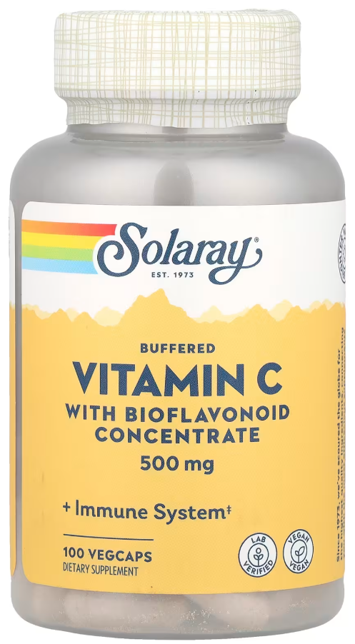 Витамин C буферизованный с биофлавоноидным концентратом Solaray Vitamin C Buffered with Bioflavonoid Concentrate 500 мг 100 капсул