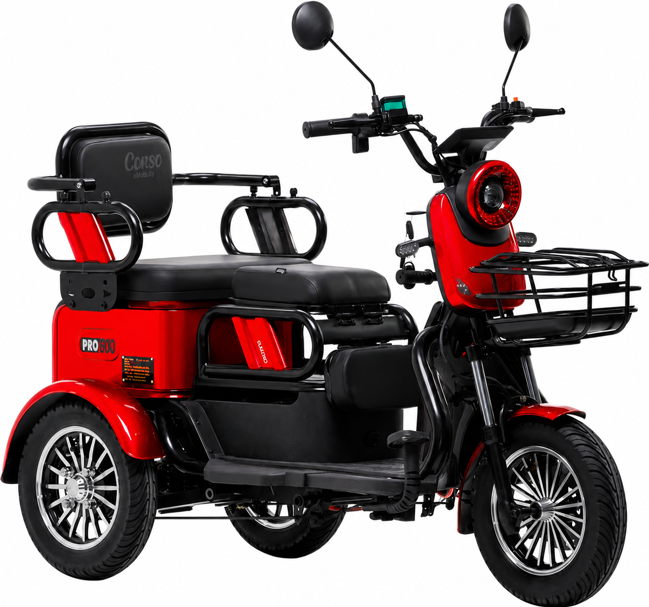 Электроскутер трехколесный Corso Protex MAX 1200W 72V 28Ah Красный Электроскутер трехколесный Corso Protex MAX 1200W 72V 28Ah Красный