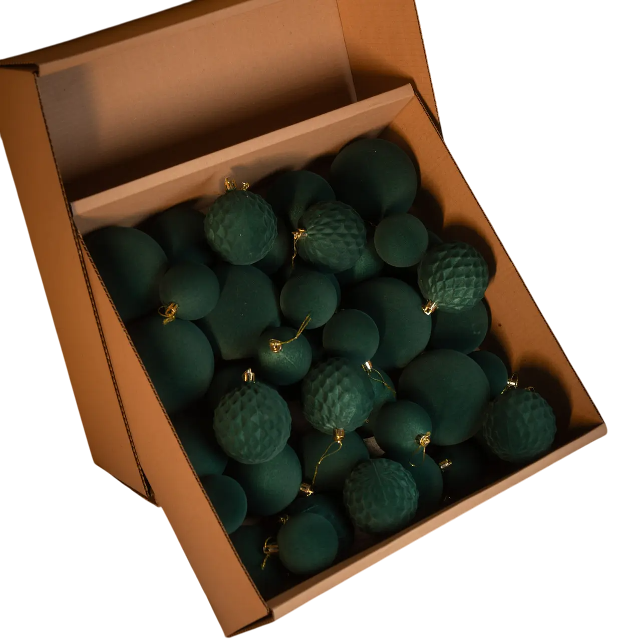 Набор шаров для елки Бархат в подарочной коробке 40 шт. Изумрудный (147-41-Бархат изумруд.)