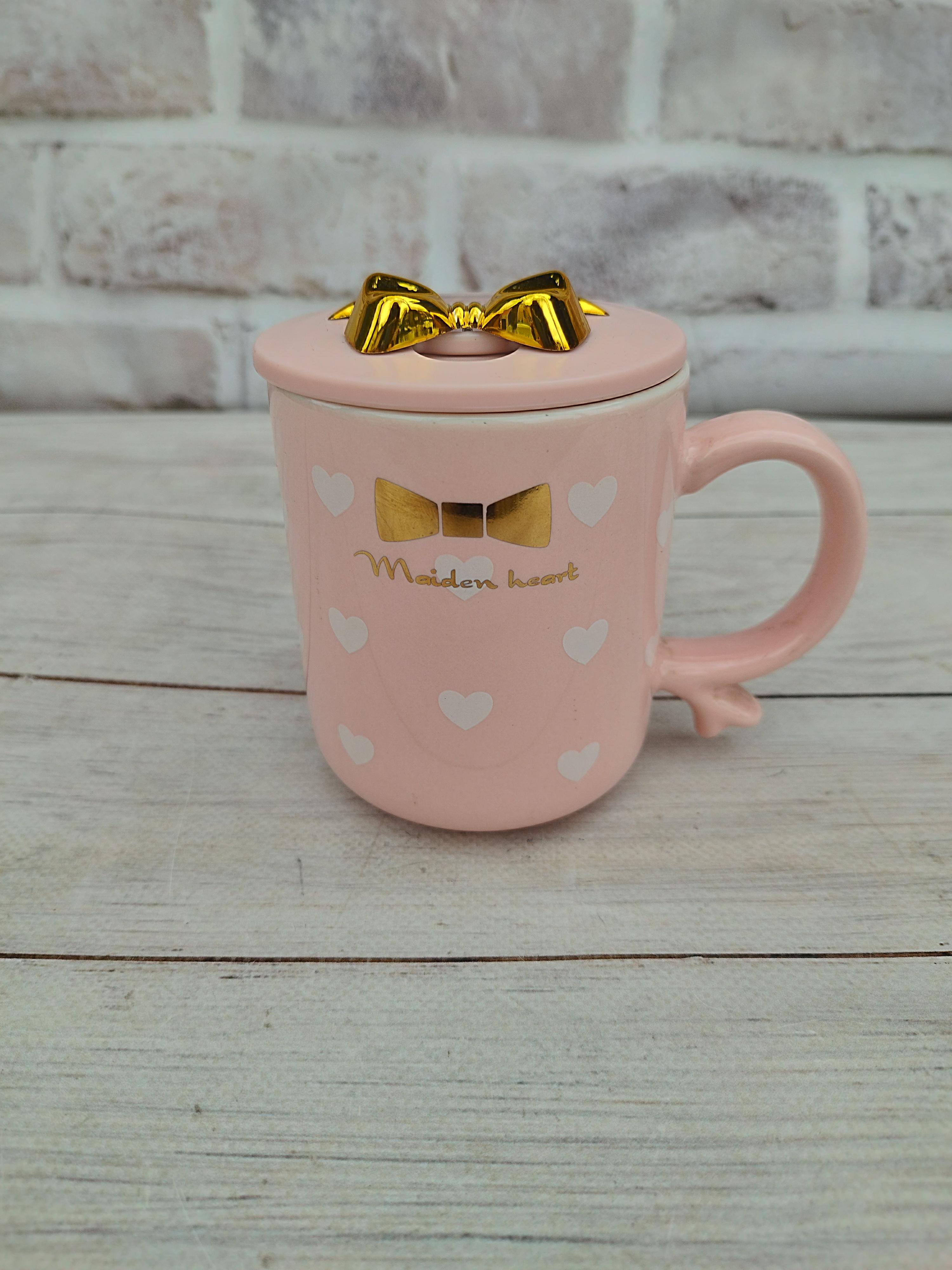 Чашка SNT Бантик керамика с крышкой-подставкой для телефона 360 мл Розовый (20626-1)