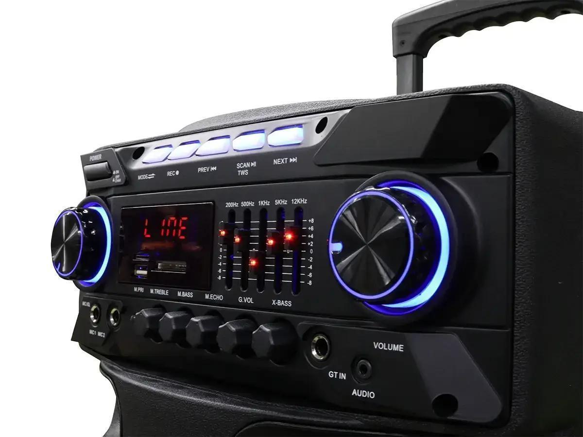 Портативна колонка акустична ZXX-9292 2x125 Вт 10" TWS/FM/USB/TF/SD/BT/REC/EQ/LED/2MIC 72х43х34 см Чорний (21811509) - фото 3