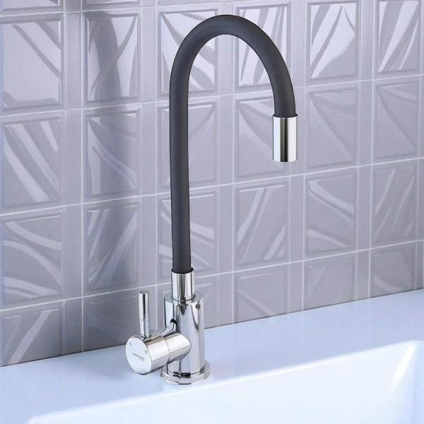 Кран на кухню гибкий MIXXUS SUS-11 высокий однорычажный нержавеющая сталь SUS304 Хром (b-MI6223) - фото 4