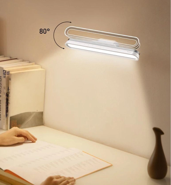 Лампа настільна портативна BASEUS Magnetic Stepless Dimming Charging Desk Lamp переносна з вбудованим акумулятором 1800 mAh 4,5 W White (DGXC-02) - фото 6