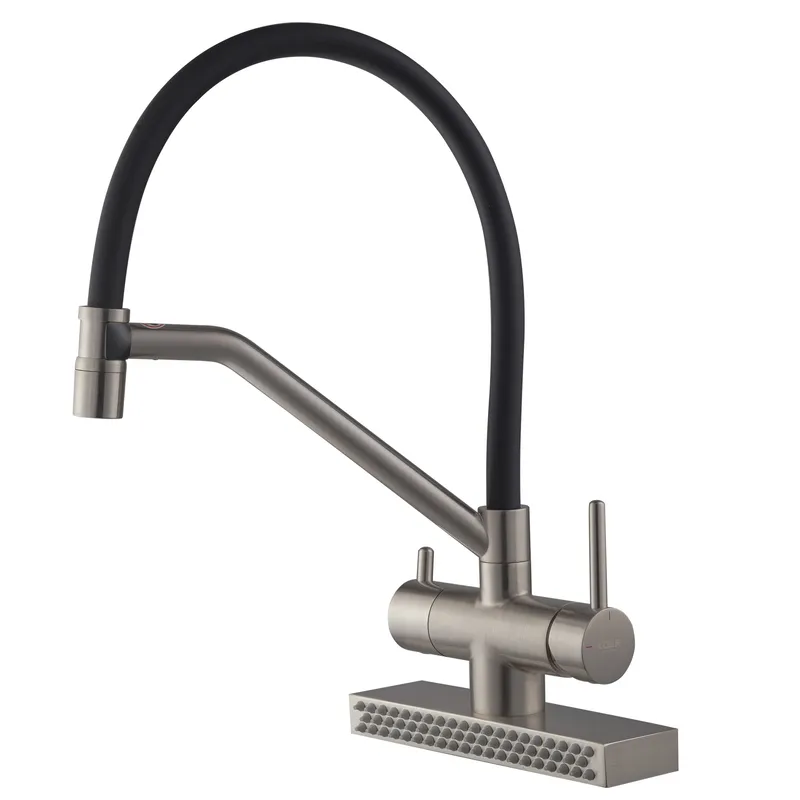 Смеситель для кухни KOER KB-74027-02 с высоким гибким изливом с функцией водопад (OL-KR5201)