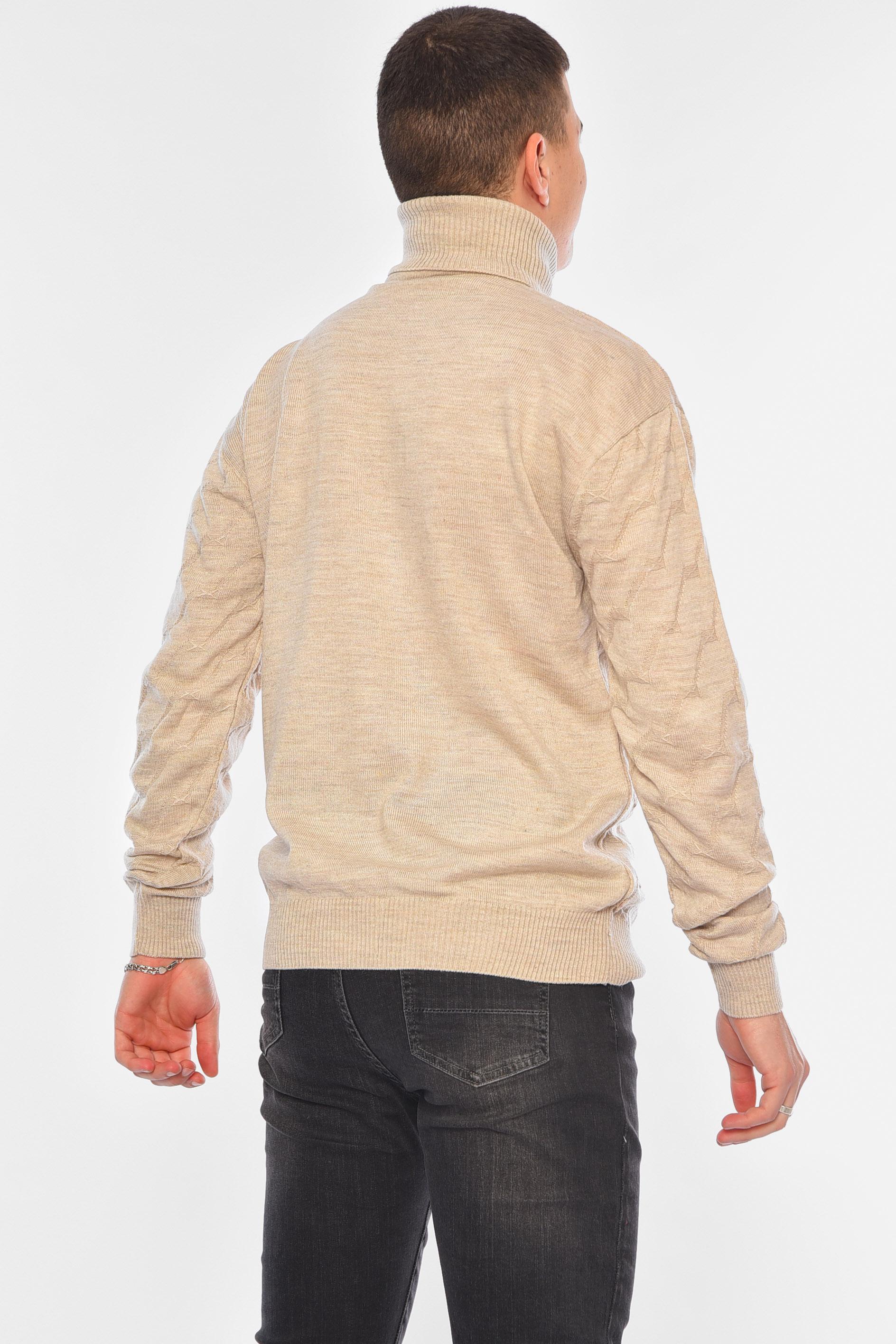 Свитер мужской однотонный M Бежевый (194484) - фото 3 Свитер мужской однотонный M Бежевый (194484) - фото 3