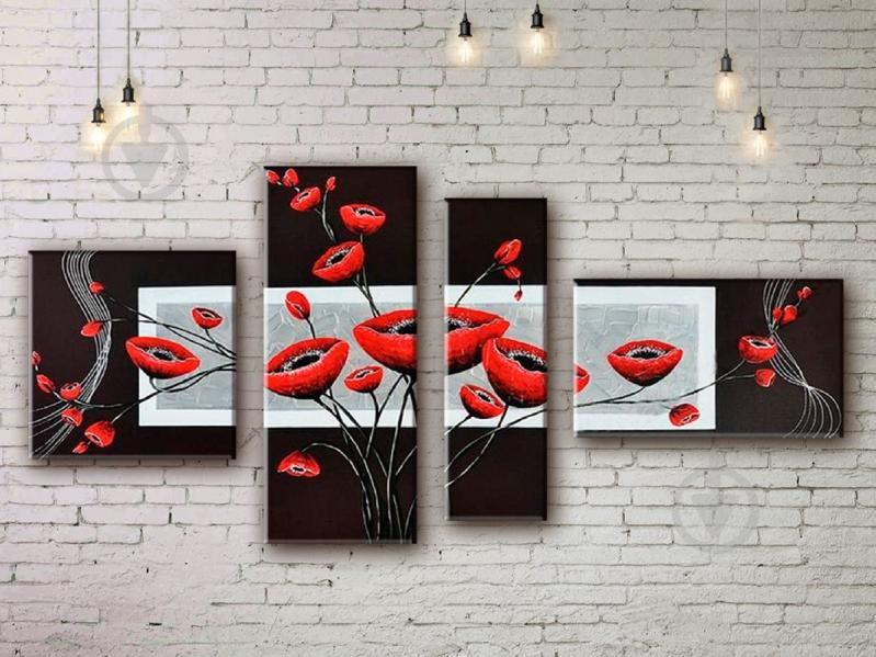 Модульная картина акрилом цветы ArtStar MHM17_4_289 размер 70 х 150 см