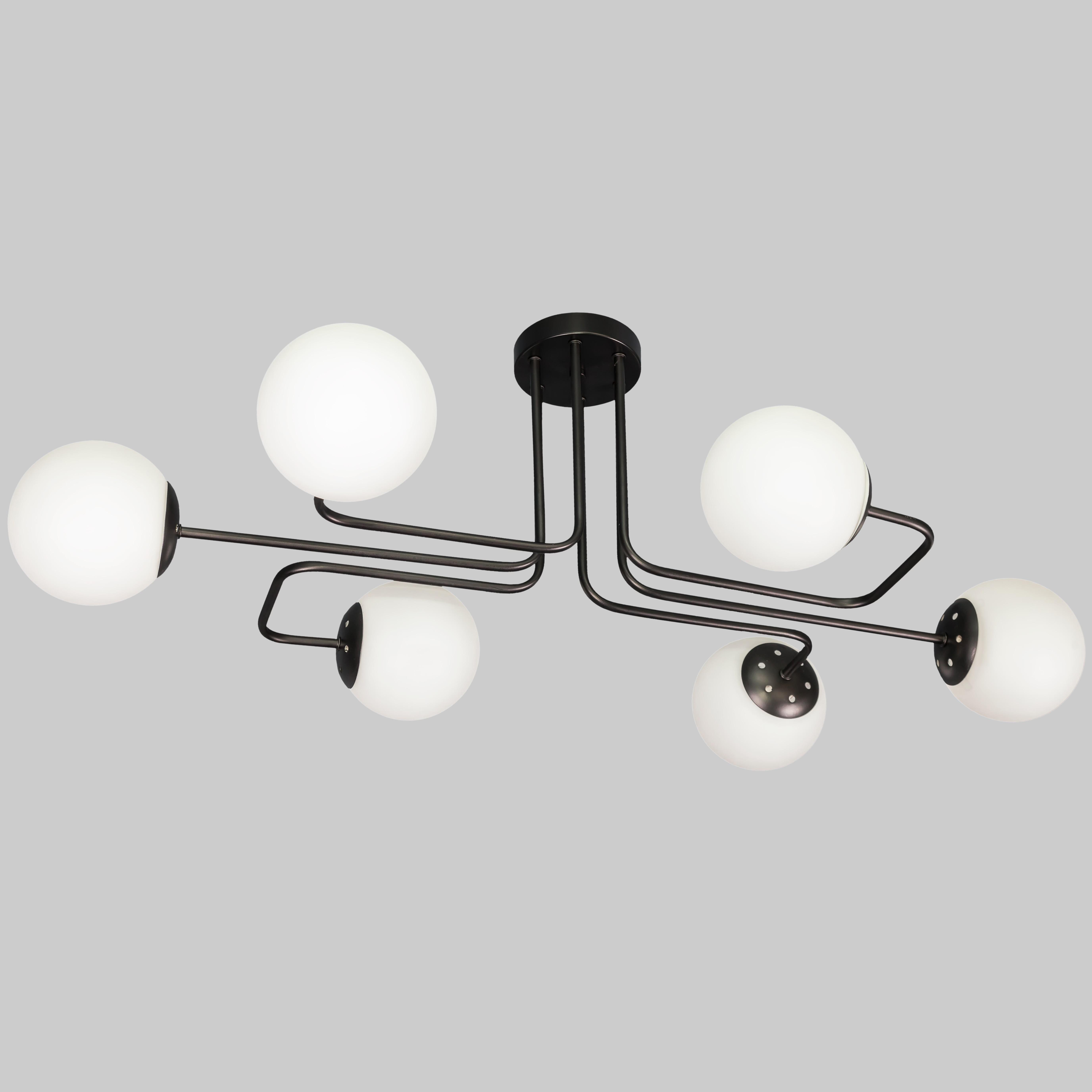 Люстра на 6 плафонов Черный/Белый (52-9824-6 BK+WH) Люстра на 6 плафонов Черный/Белый (52-9824-6 BK+WH)