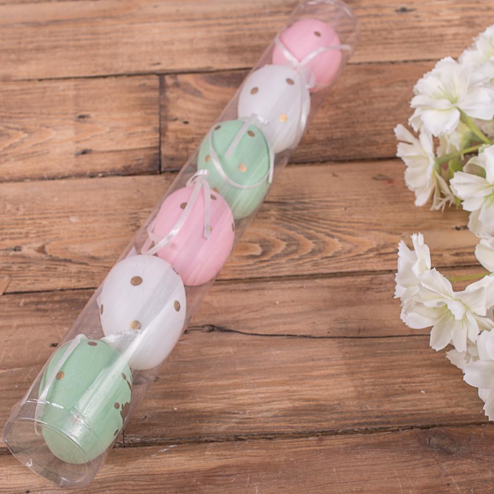 Яйца в тубусе пластиковые для декора 6 шт. (3553-13)