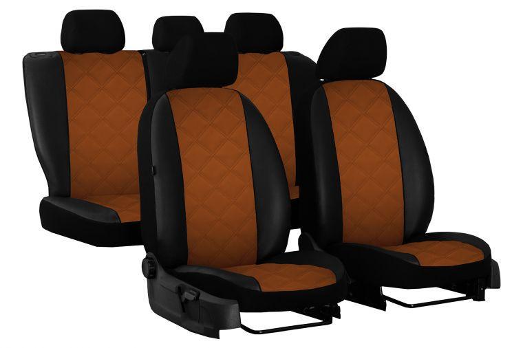 Универсальные авточехлы Pok-ter Elit Toyota Yaris 2005-2011 экокожа с коричневой вставкой