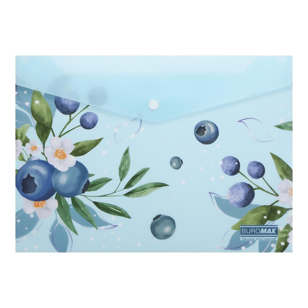 Папка-конверт Buromax Blueberry Arabeski на кнопке A4 полипропилен Синий (BM.3943-17)