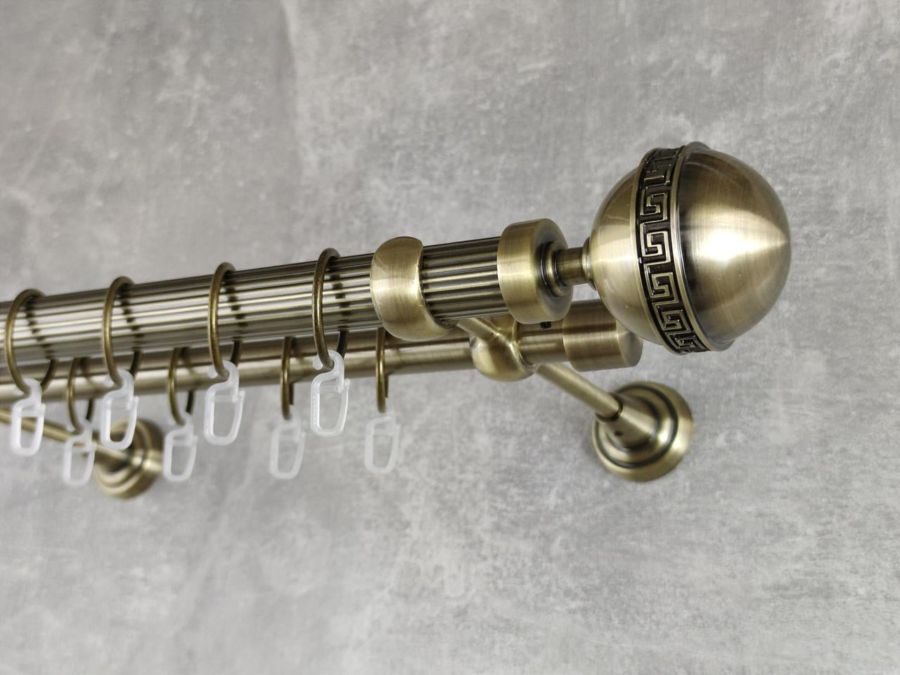 Карниз MStyle металлический для штор двухрядный Таврика 25/19 мм рифленый 240 см Антик (5012665)