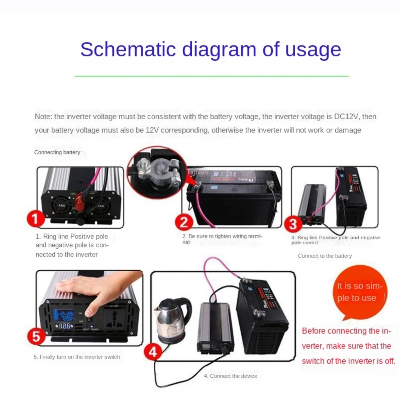 Инвертор с чистой синусоидой ChanTower 4000 Вт DC/AC 12/220 В 50Hz (2831063398) - фото 5 Инвертор с чистой синусоидой ChanTower 4000 Вт DC/AC 12/220 В 50Hz (2831063398) - фото 5