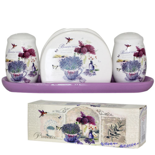 Набір ємностей для солі та перцю SNT Прованс з серветницею на підставці 4,5х7 см (6912-6) Набір ємностей для солі та перцю SNT Прованс з серветницею на підставці 4,5х7 см (6912-6)