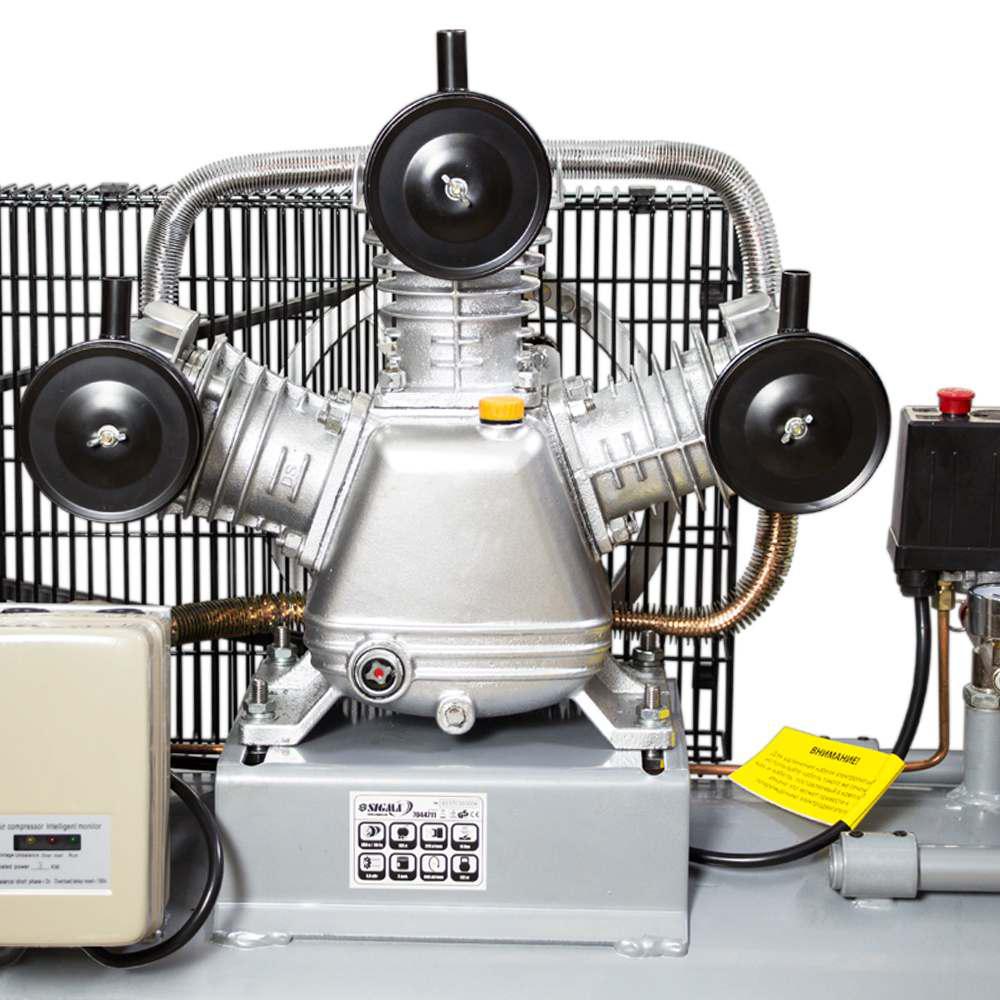 Компресор ремінний трициліндровий 380В 3кВт 610л/хв 10бар 135л SIGMA (7044711) - фото 3