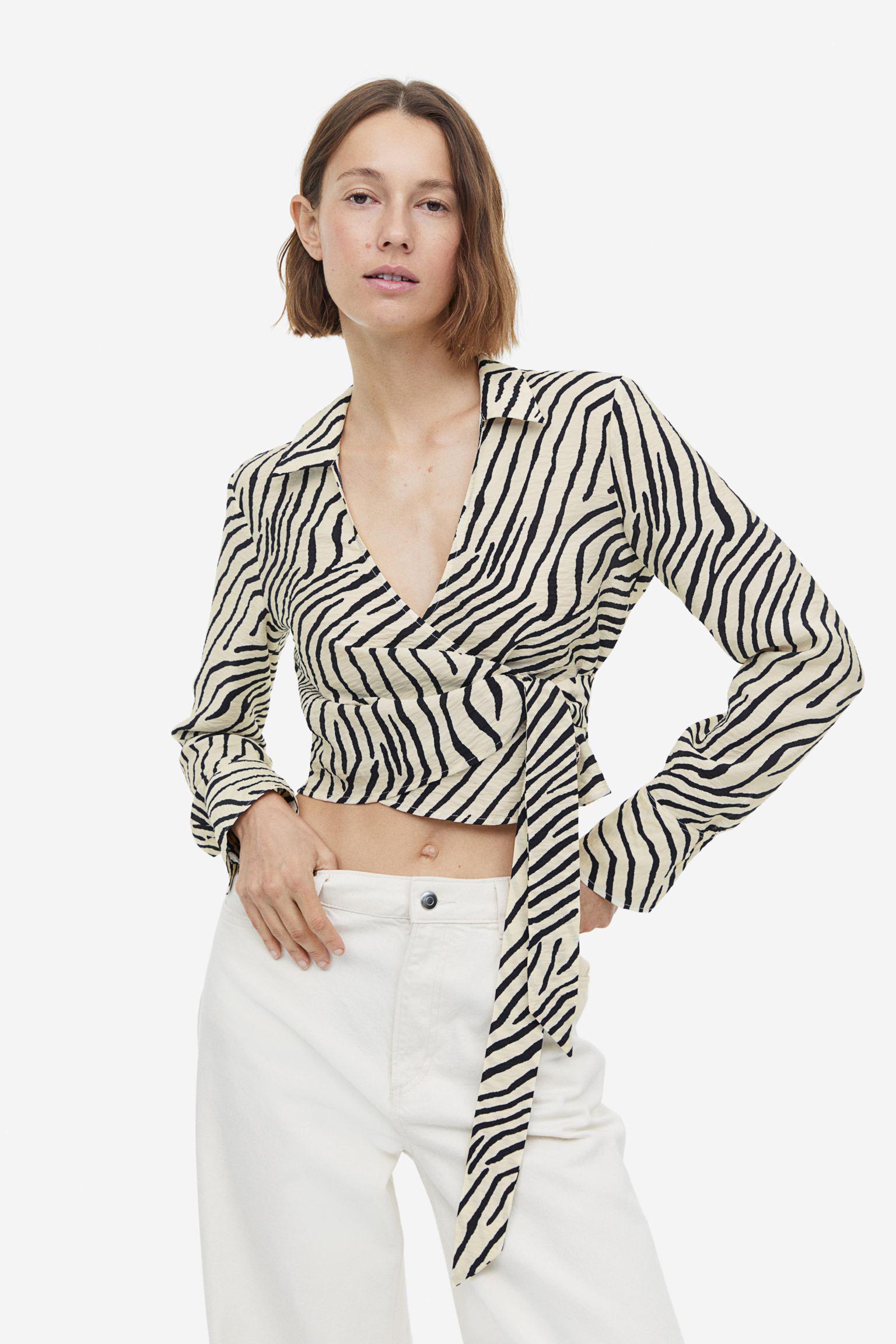 Блуза H&M M Кремово-чорний (A3011161742)