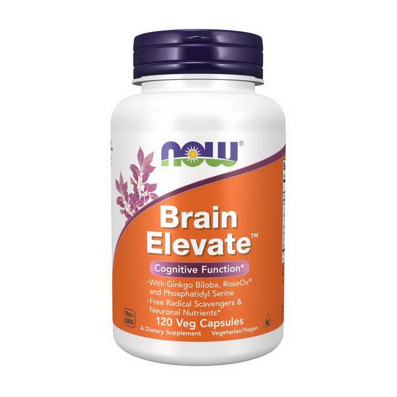 Комплекс памяти с гинкго фосфатидилсерином и холином NOW Brain Elevate 120 вер. капс.
