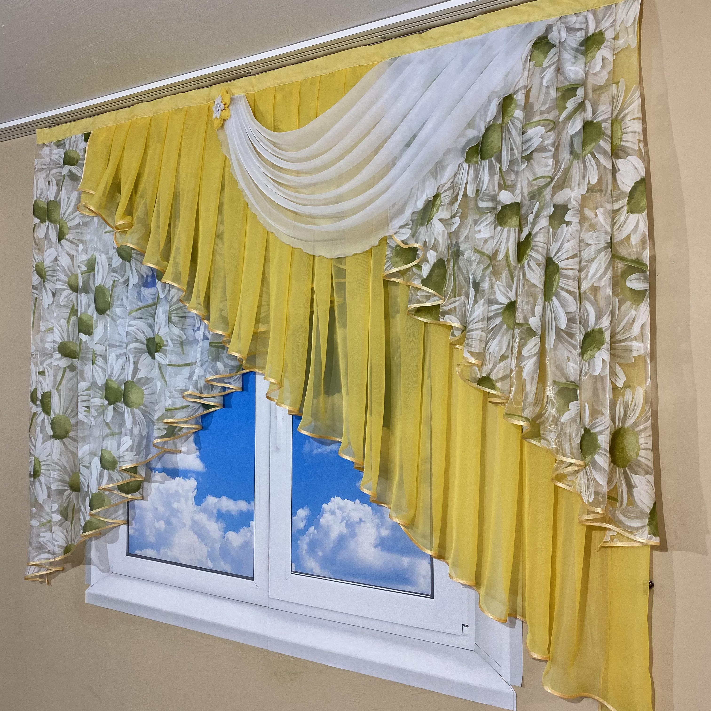 Тюль на кухню TG Home №446 Желтый (446-16/913) - фото 3 Тюль на кухню TG Home №446 Желтый (446-16/913) - фото 3