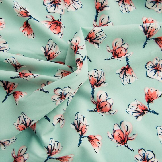 Ткань плательная IDEIA Супер Софт R цветочный 1,5 м Мятный (2200004051161)