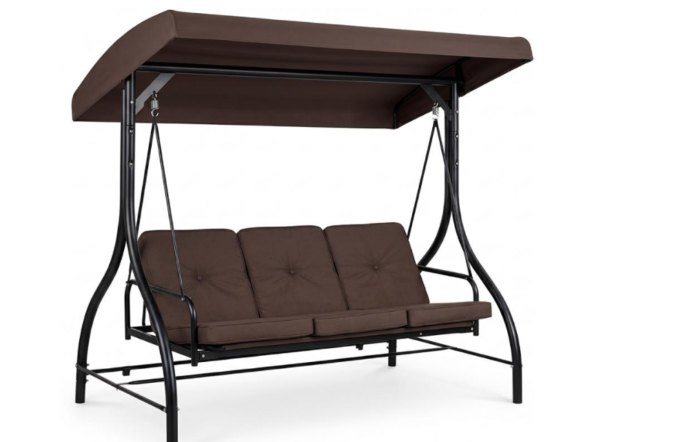 Садова гойдалка LEOBRO Luxury Pro з товстим матрацом Brown (LB-1045)