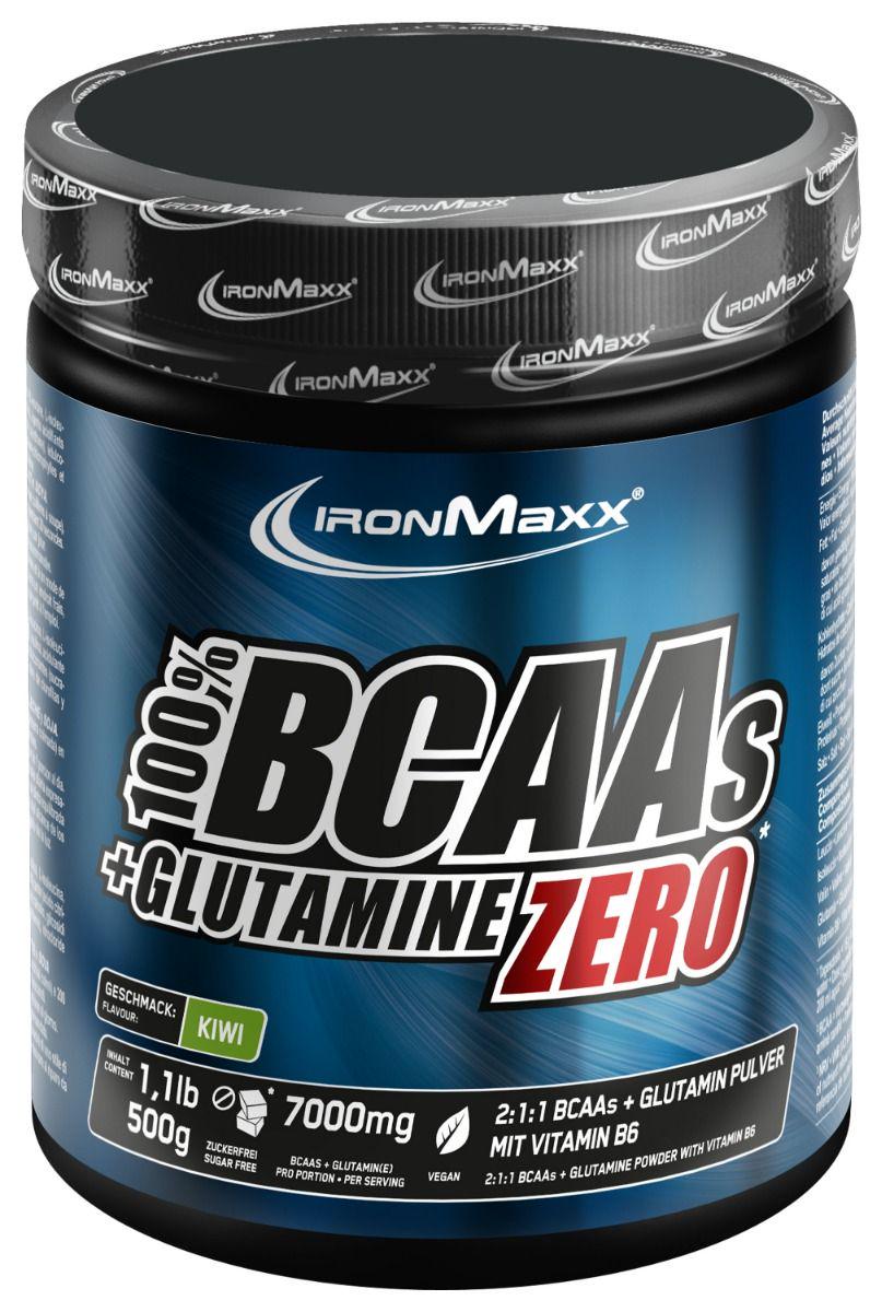 Аминокислота BCAA для спорта IronMaxx 100% BCAAs + Glutamine Zero 500 г 33 порции Kiwi