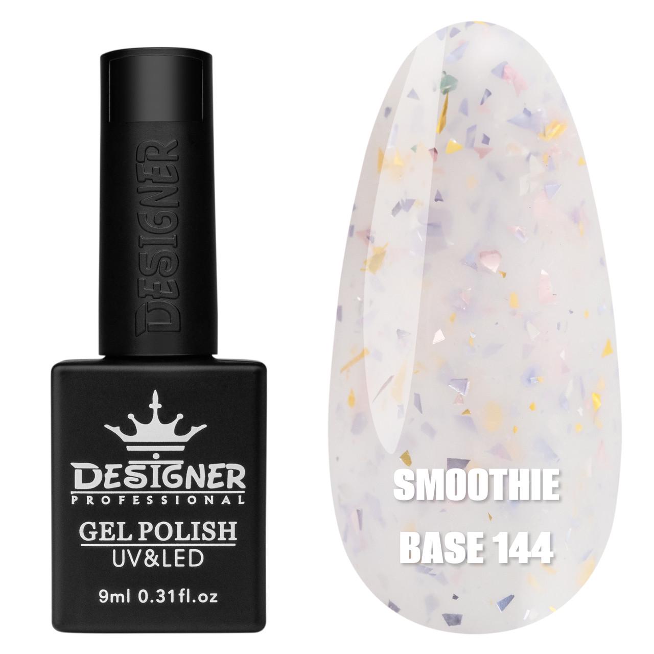 Цветная база Smoothie base Дизайнер с частицами фольги для маникюра 9 мл 144