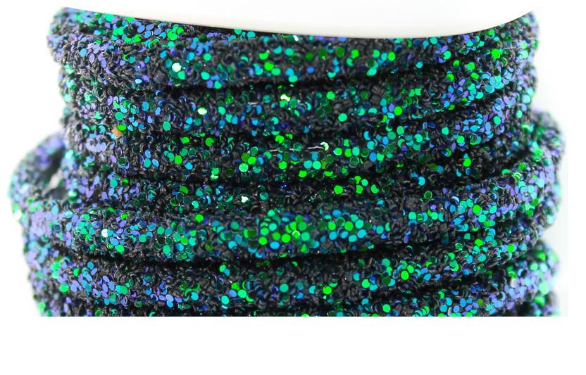 Шнур полый АВ с блестками 6 мм 1 м Темно-зеленый (ШП0006у11)