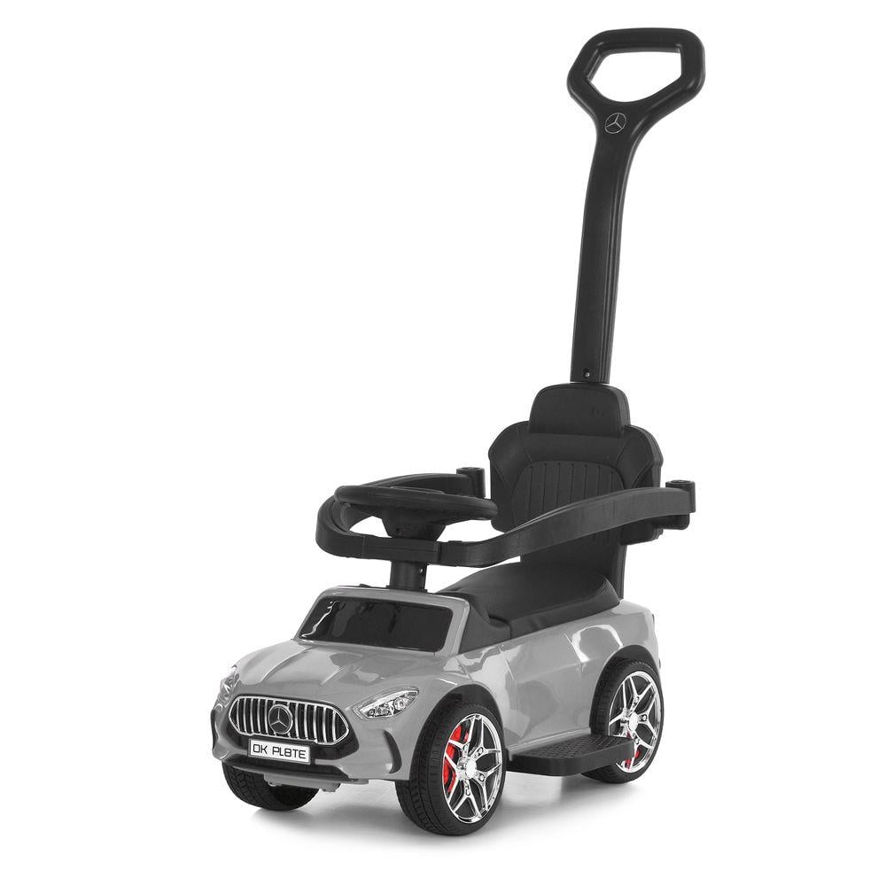 Каталка-толокар M 6255EL-11 с родительской ручкой сиденье экокожа/колеса EVA/музыка/свет Серый (32367817)