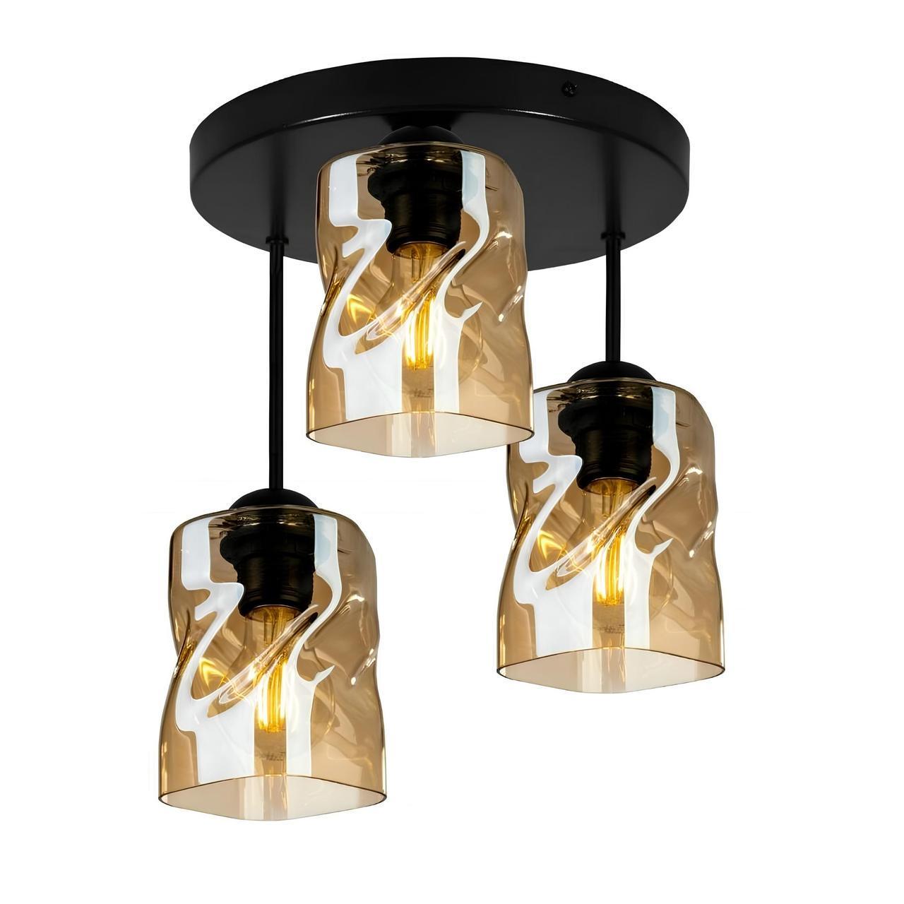 Люстра Sirius на три плафона под лампу Е27 Черно-золотой (8809-3A)