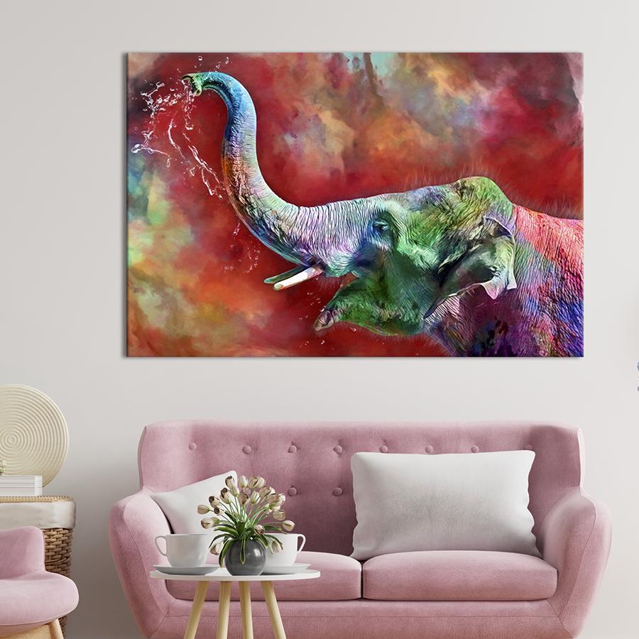 Картина на холсте Яркий индийский слон 51x34 см (202-1)
