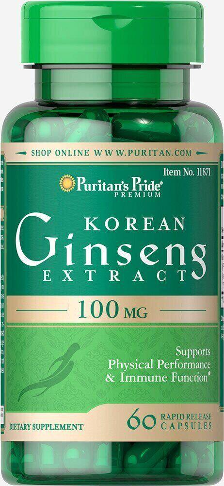 Корейський женьшень Puritan's Pride Korean Ginseng 100 mg 60 capsules