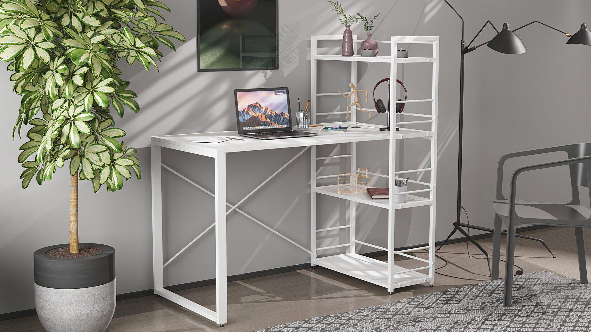 Письменный стол Ferrum-decor Konekt с этажеркой металл/ДСП 16 мм Белый/Белый (FRD-104225) - фото 1