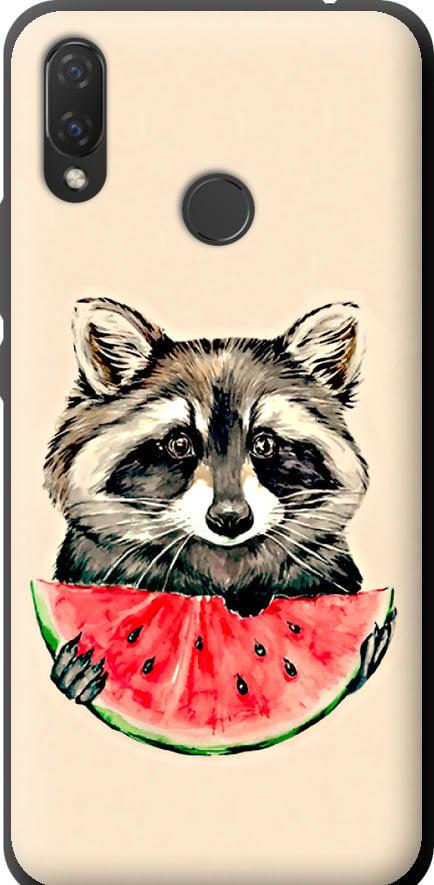 Чехол на Huawei Nova 3i Енотик с арбузом (4605b-1541-42517)