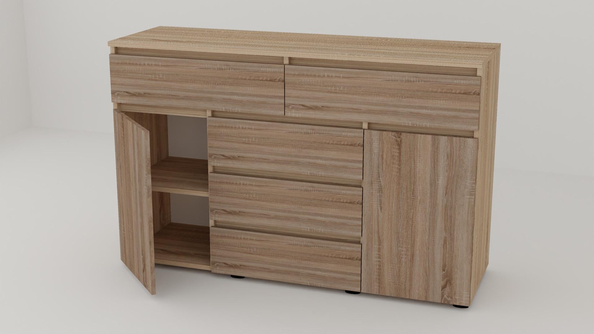 Комод Алекса СН-232/38 140х38х90 см Дуб сонома трюфель/Дуб сонома