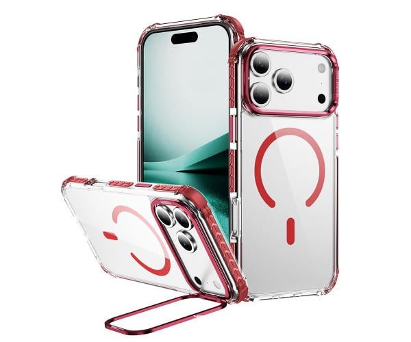 Чехол Rainbow Braid with Camera Stand для iPhone 17 Pro с поддержкой беспроводной зарядки Красный