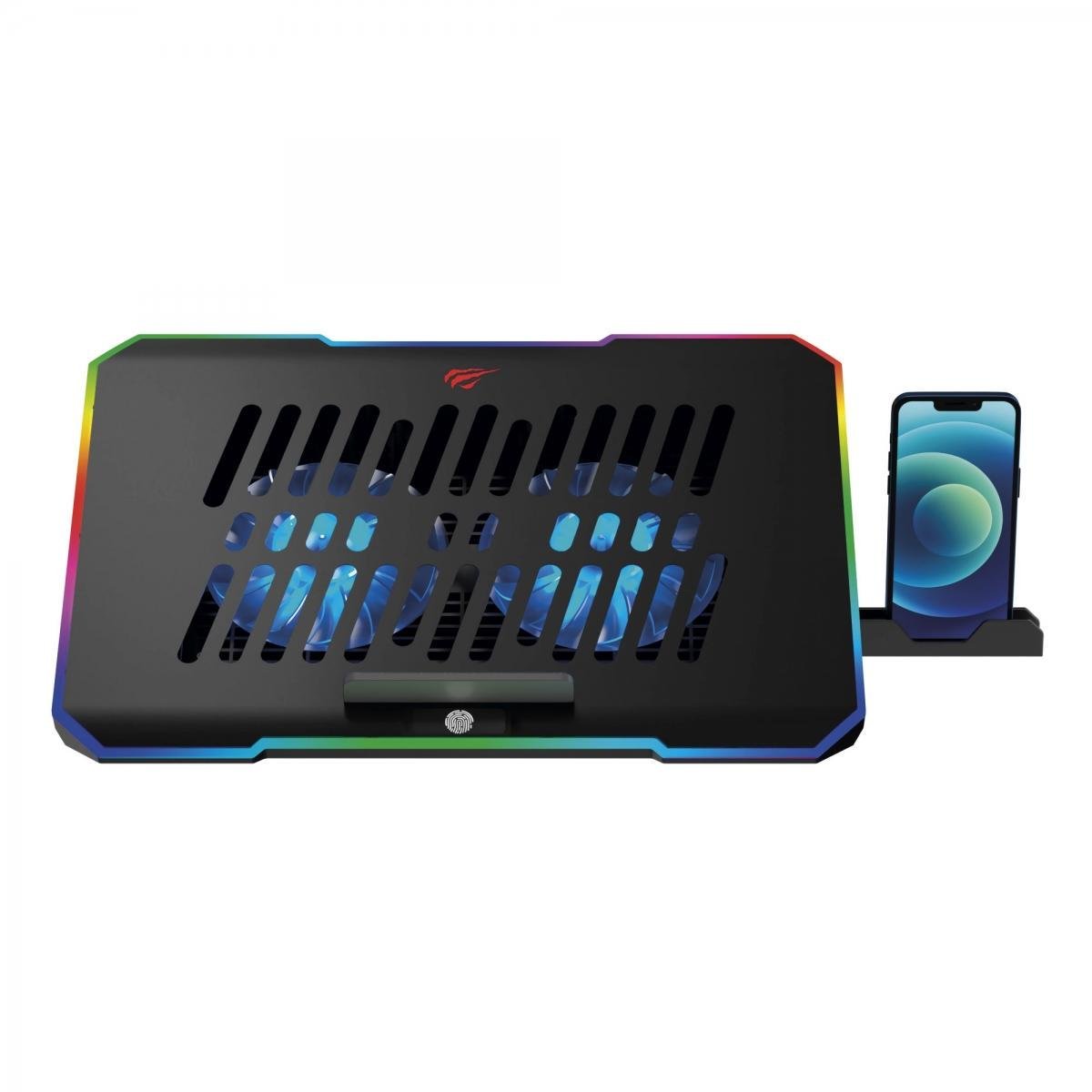 Подставка для ноутбука охлаждающая RGB с подставкой под телефон Havit HV-F2069 (HV-F2069) - фото 2 Подставка для ноутбука охлаждающая RGB с подставкой под телефон Havit HV-F2069 (HV-F2069) - фото 2