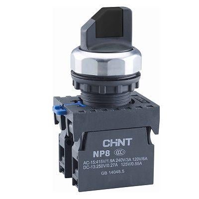 Переключатель IO CHINT NP8-11X/212 1NO+1NC 22 мм 2 положения IP65 Черный (578129)