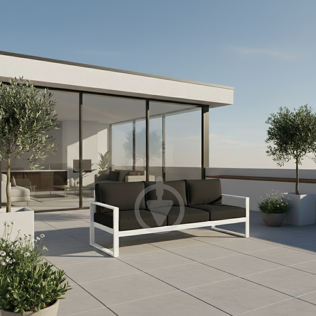 Диван металевий AVVS tech Бостон вуличний лофт з підлокітниками оксфорд 250 см Темно-сірий/Білий (30067098) - фото 4